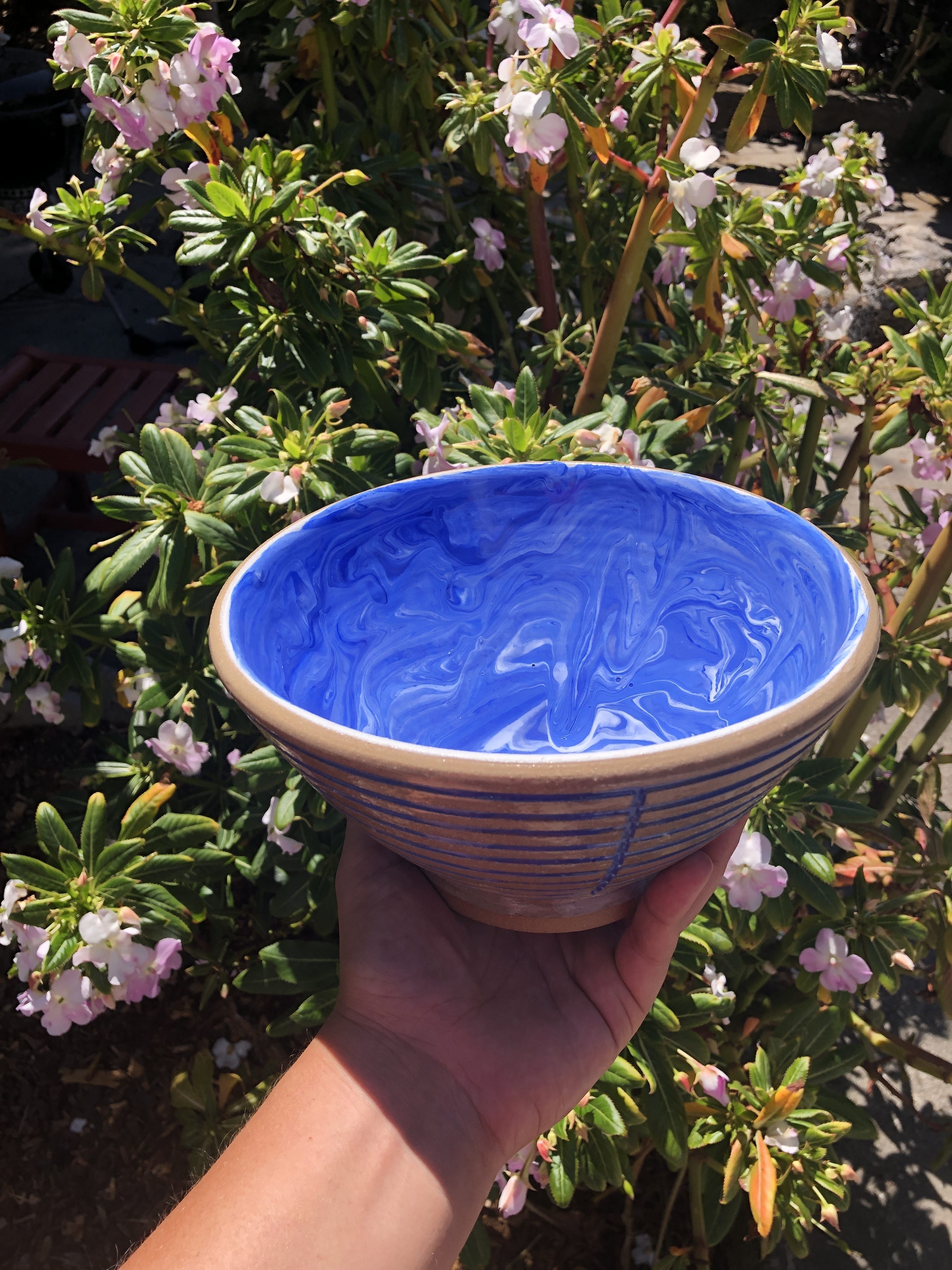 blue fruit bowl