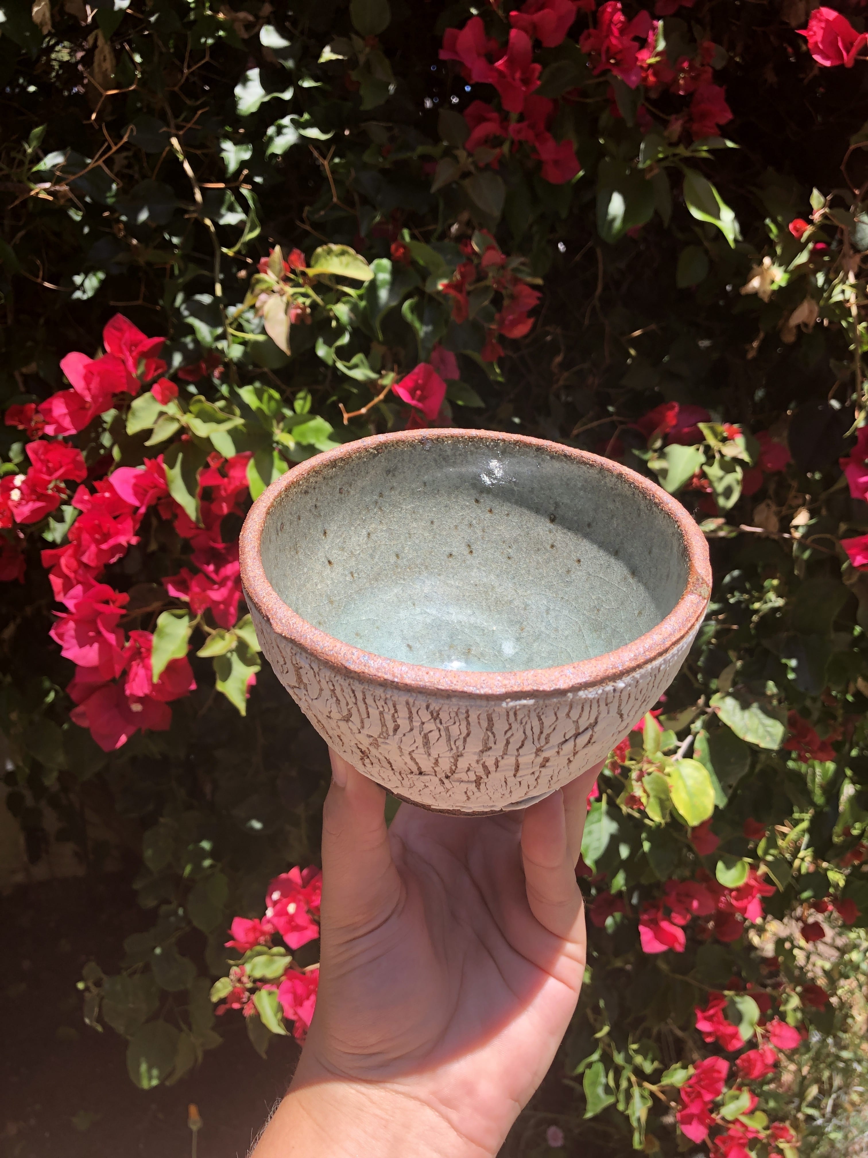small red white blue bowl