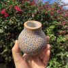 brown blue vase