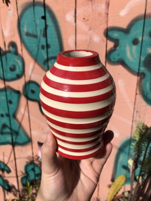 red white vase