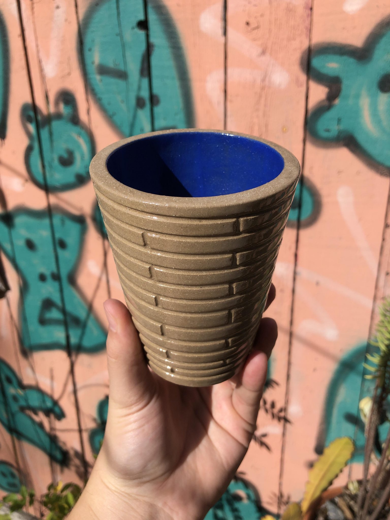 Tall LShaped Shino Brown Vase Alex Beck Ceramics