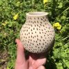 white maroon triangle vase