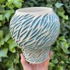 white blue green splatter vase