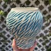 white blue green splatter vase