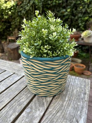 blue green wave planter