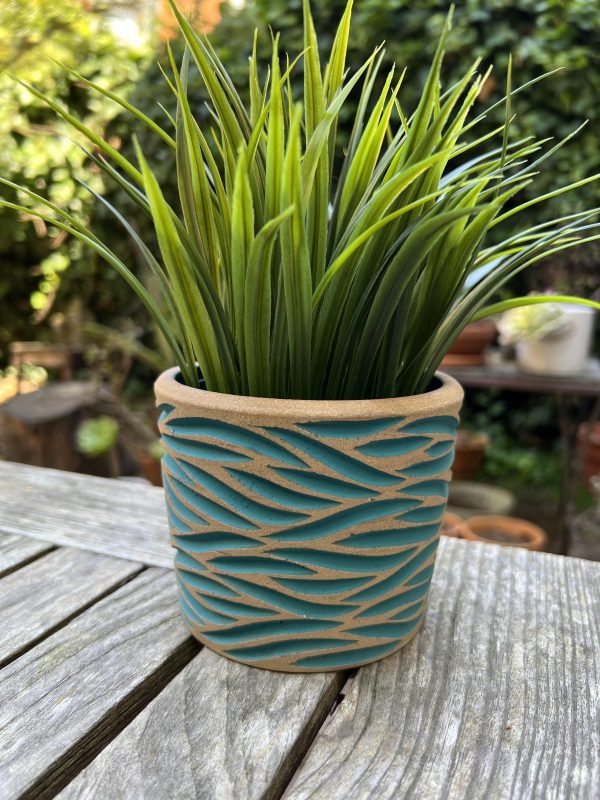 brown blue green zebra planter