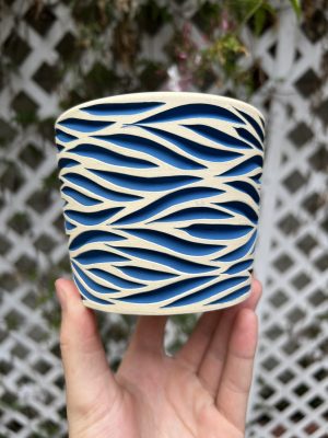 dark blue zebra planter