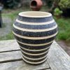 black splatter stripe vase