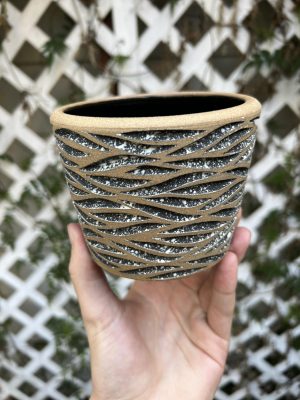 brown black splatter planter