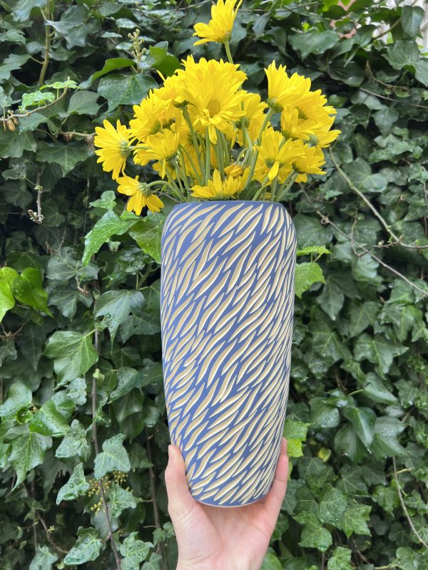 tall blue vase