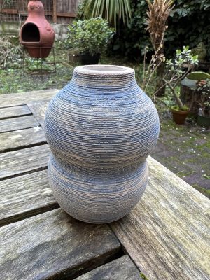 brown blue purple bud vase