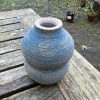 brown dark blue bud vase
