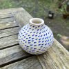 white blue triangle vase