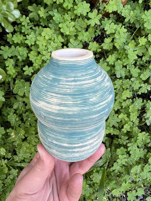 white blue green bud vase