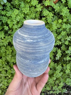 white blue purple bud vase
