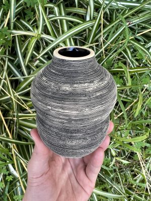 white black bud vase