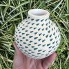white blue green triangle vase