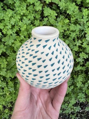 white blue green triangle vase