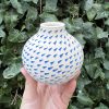 white blue triangle vase