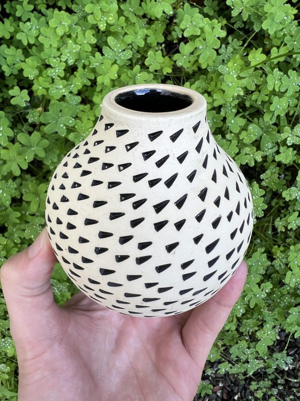white black triangle vase