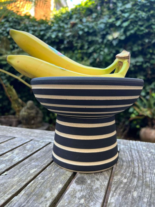 black stripe pedestal bowl