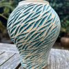 blue green splatter zebra vase