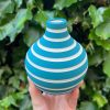 blue green stripe bud vase