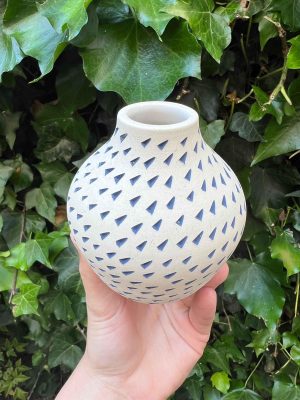 dark blue purple triangle bud vase