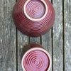 red stripe pedestal bowl