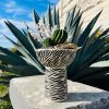 zebra pedestal plant bowl