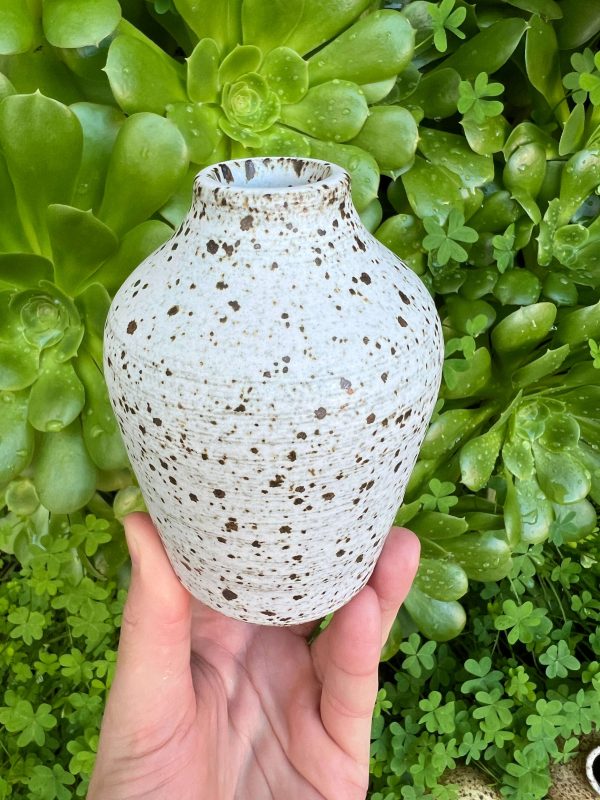 white speckle bud vase