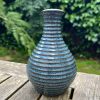 blue stripe bud vase