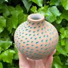 brown blue green triangle bud vase