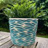 blue green speckle zebra planter