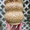 yellow carved bud vase