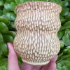 yellow carved bud vase