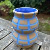 brown blue square vase