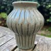 celadon blue carved vase