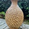 yellow carved bud vase