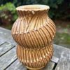 yellow carved vase