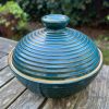 blue green stripe jar