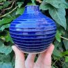 dark blue stripe bud vase