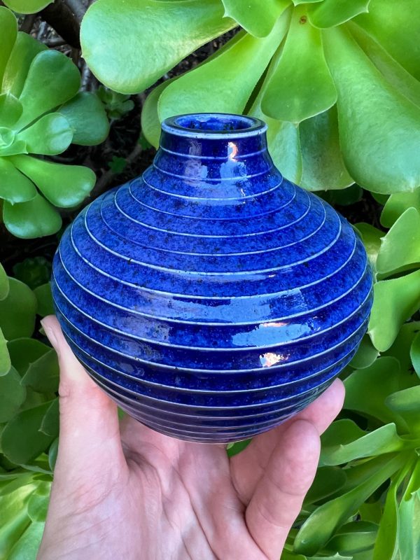 dark blue stripe bud vase