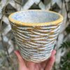 yellow blue white splatter planter