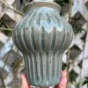 celadon blue carved vase