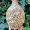 yellow carved bud vase