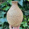 yellow carved bud vase