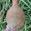 yellow carved bud vase