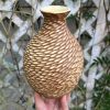 yellow carved bud vase