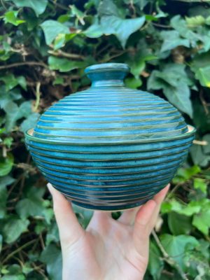 blue green stripe jar